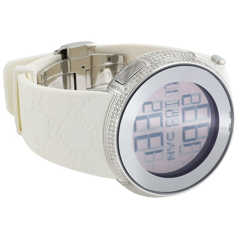 Brand New Mens Diamond Watch I Gucci Digital White Band Ya114214