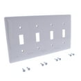 thumbnail image 2 of Hubbell NP4GY Gray Unbreakable 4-Gang Toggle Switch Base Cover Wallplate, 2 of 3