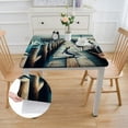 thumbnail image 2 of Acheng Pelicans Wooden Pier Serene Environment Square Tablecloth with Elastic Edge 100% Polyester Fiber 46*46, 2 of 8