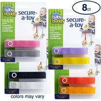 Baby Buddy Secure-a-Toy for Toddlers, Secures Toys, Teether to Stroller, Girl Colors, 8 Count