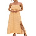 thumbnail image 1 of LNGOOR Robe Longue Maxi Bohème à Volants pour Femmes, Sans Bretelles, Ligne A, Fendue, Haut Tube, 1 of 7