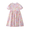 thumbnail image 5 of Kids Cotton Puff Sleeve Floral Princess Dress, Short Sleeve Summer Girls Casual Daily Outfit Dresses for Little Girls 5-15 Years Multicolor A 13-14 Years, 5 of 5