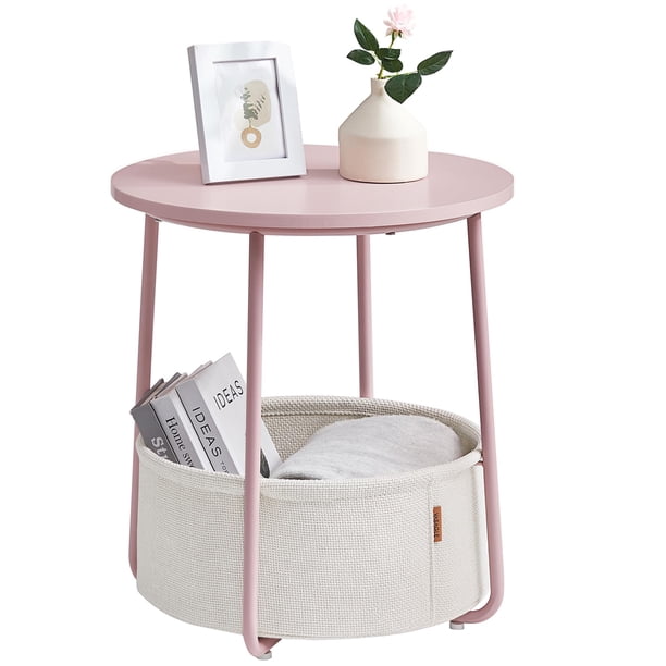 Mesita de noche pequeña VASAGLE con cesta de tela ULET223R61