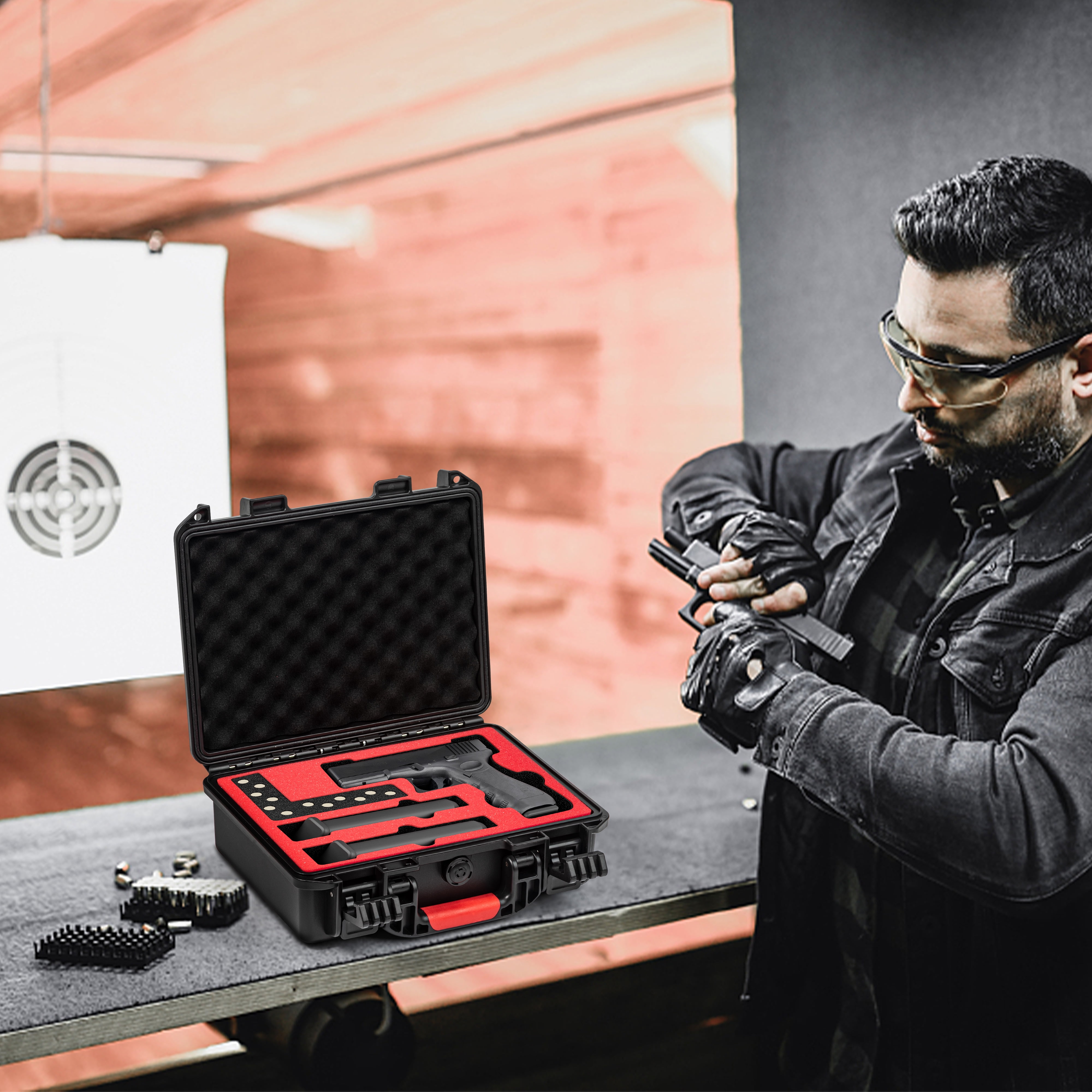 Lockable Handgun Case for Glock, TSA Gun Case for G17/G19/G20/G21/G22/G23/G31/G32/G37/G38/G43/G45, Waterproof Gun Case with Foam, Pistol Case for Transport & Storage