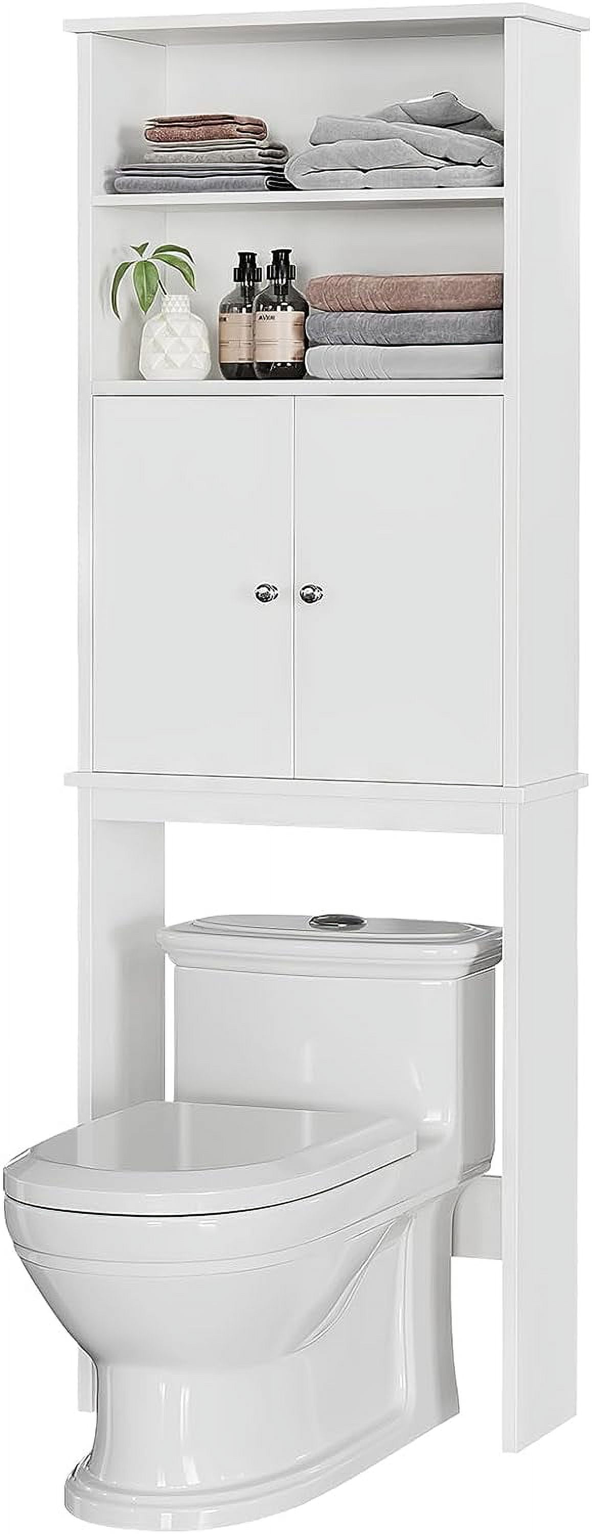 Sobaniilo Over The Toilet Storage Cabinet for Bathroom, Storage Organizer Over Toilet, Space Saver W/Adjustable Shelf & Open Storage Shelf, 75in, White