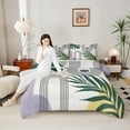 thumbnail image 4 of Homewish Tropical Bontical Monstera Bedding Comforter Set,Boho Geometric Lines Twin Comforter Sets,Green Purple White Bedding Set For Teens,Luxury Bedroom Decor Reversible,2 Pieces, 4 of 8
