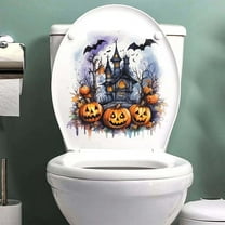 Nrmvnmi Halloween Pumpkin Toilet Cover Sticker Decals,Waterproof Toilet Lid Tank Seat Decals Cistern Self-Adhesive Bathroom Wall Sticker