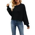thumbnail image 1 of Lucakuins Suéter de punto para mujer, manga larga, cuello redondo, sólido, suelto, suéter cálido para otoño invierno Lucakuins  moda, 1 of 3