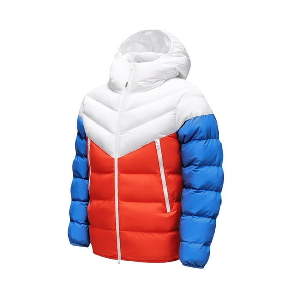 IYTR Winter Jackets for Men Winter Warm Sports Puffer Jacket Fashion Color Block Coats Long Sleeve Windproof Outdoor Hiking Outerwear (Orange,XL)