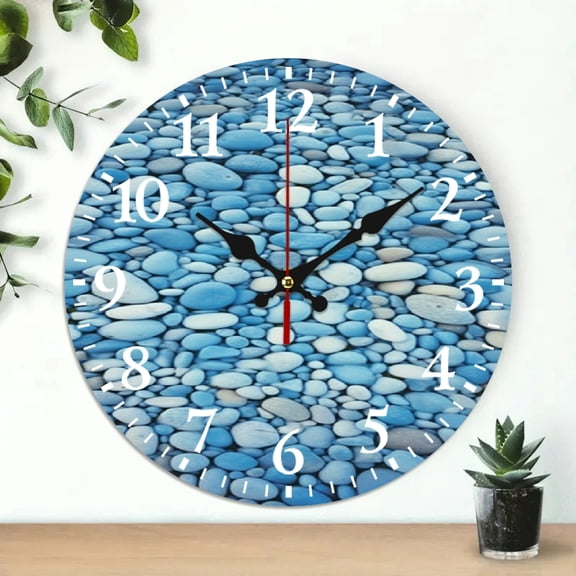 PRATYUS 10 Inch Wooden Wall Clock Mosaic Print Battery Operated Decor 10x10in