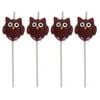 Club Pack of 48 Chocolate Brown Wise Owl Decorative Cupcake Pick Party Candles 3.25"