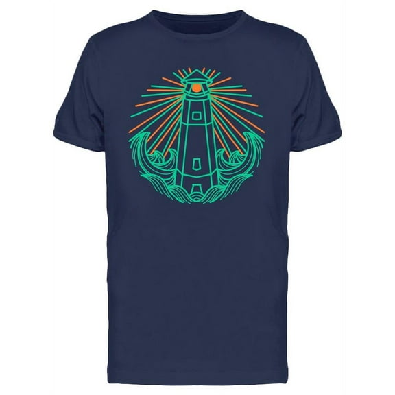 Lighthouse And Waves Neon T-Shirt Men -Image by Shutterstock, Male XX-Large