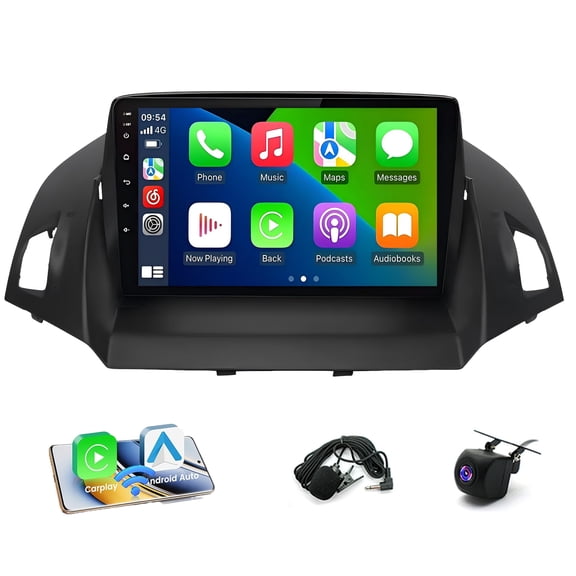 LICHENGTAI 9inch Car Stereo Android 14 4 64GB Wireless/Wired CarPlay GPS Bluetooth for Ford Escape 2013-2016 Split Screen & Backup Camera
