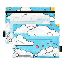 2 Pack Pencil Pouch for 3 Ring Binder Clouds Cute Pencil Case Clear Window Zipper Pencil Bag Organizers