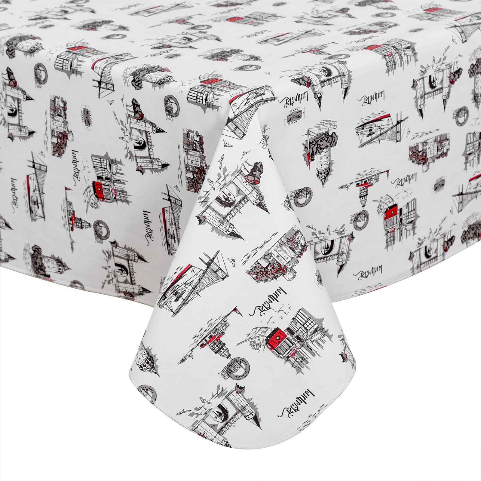 RAY STAR 52x70in Rectangle Vinyl Christmas Tablecloth 100% Waterproof Oil Proof PVC Xmas Decorative Table Cloth