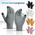 thumbnail image 2 of 1 Pair Women Men Autumn Winter Knitting Gloves Solid Color Thickened Ribbed Cuffs Ridding Gloves Windproof Gloves, 2 of 7
