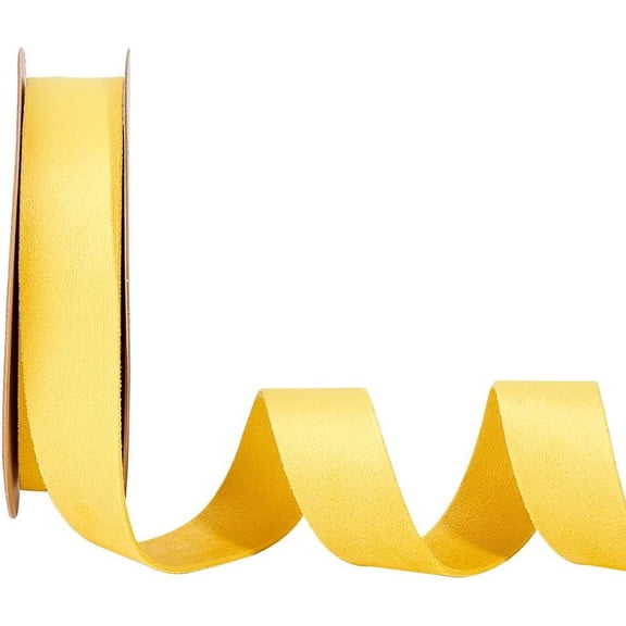 Yellow 10 Yards 1 Inch Christmas Double Side Velvet Ribbon Yellow Satin Ribbon Roll Handmade Flat Ribbons for Wedding Gift Wrapping Hair Bows Flower Arranging Home Decorating