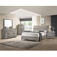 thumbnail image 5 of Contemporary Queen Platform Bed | Weathered Gray Wood Frame | Curved Headboard | Rustic Modern Style | Box Spring Not Required | 81" L x 66" W | Bedroom Furniture, 5 of 6
