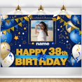 thumbnail image 1 of Banner para decoración de cumpleaños AUBAO, feliz 38 cumpleaños, azul marino, 1 of 7