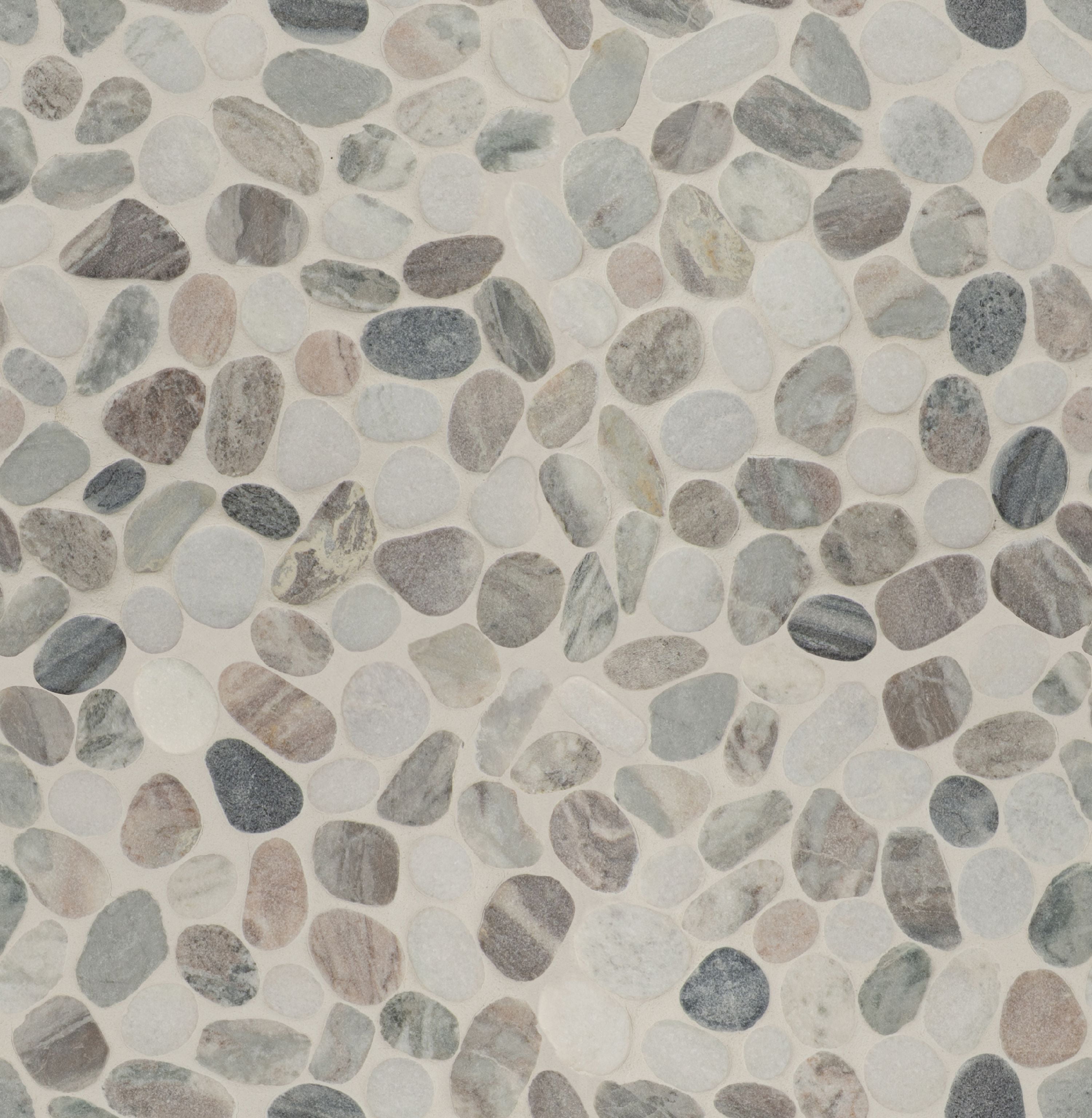 MSI Puebla Greige Pebble 11.42 in. x 11.42 in. x 10mm Polished Marble Mesh-Mounted Mosaic Tile (9.1 sq. ft./case)