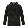 thumbnail image 5 of Men's Leopard Print Hoodie, Trendy Long Sleeve Drawstring Hooded Sweatshirt , Loose Fit Streetwear Pullover with Pocket Black 3XL, 5 of 6