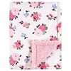 Luvable Friends Baby Girl Plush Blanket with Sherpa Back, Pink Floral, One Size