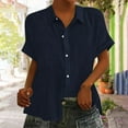 thumbnail image 2 of ZyeKqe Womens Button down Shirts Short Sleeve V Neck Tshirts Solid Color Office Work Tops Blouses, 2 of 6