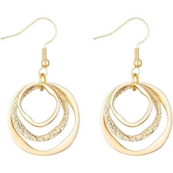 Chunky Gold Drop Dangle Earrings for Women Trendy 18K Gold Plated Circle Disc Leverback Earrings Costume Accessories Jewelry