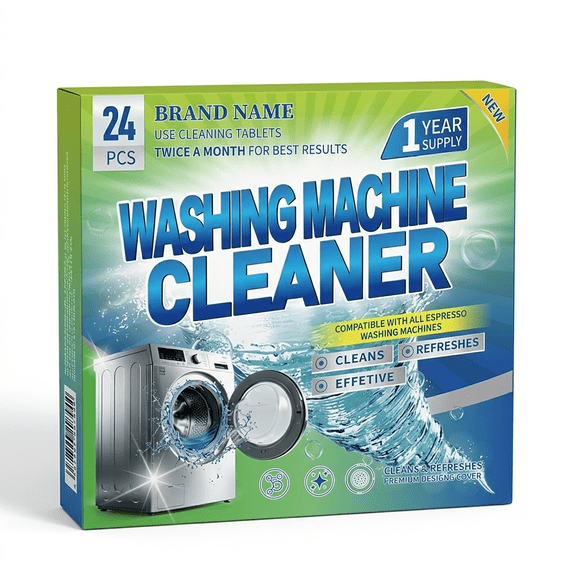 Washing Machine Cleaner Tablets, Deep Cleaning Tablets for Front & Top Load Washing Machines, Odor Removal & Maintenance Care, 24Pack
