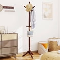 thumbnail image 4 of Costway Solid Rubber Wood Coat Rack with 3 Adjustable Heights and 11 Hooks for Hallway Brown, 4 of 10