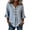 Light Blue, variant on Womens Cotton 3/4 Sleeve Striped Top Casual V Neck Button Decor Ruffle Flared Cuff Curved Hem Blouse for Work & Date