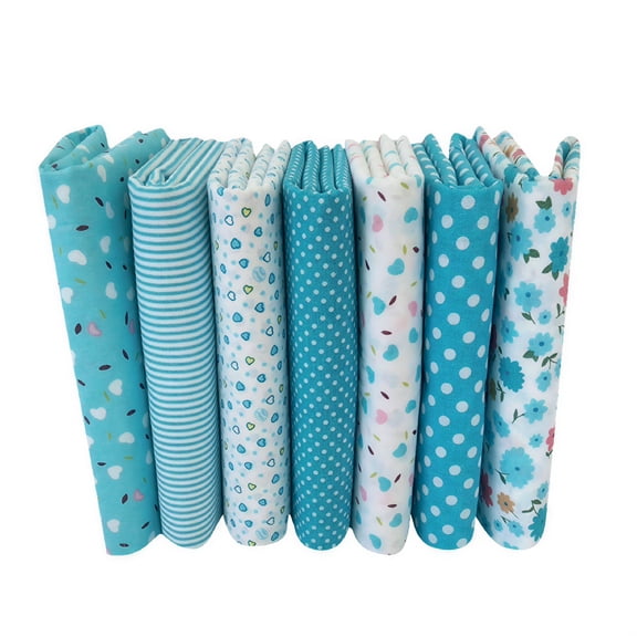 AUQ 7Pcs Cotton Fabric Quilting Patchwork Fat Quarter Bundles for DIY Cushions