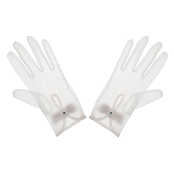 TABLZONE 1 Pair White Mesh Gloves for Women Evening Parties Vintage Short Length Gloves