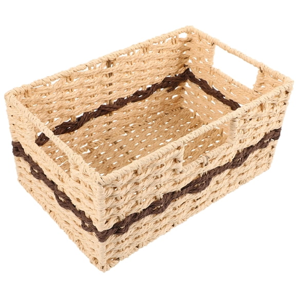 HONITANO Woven Storage Basket with Handle Natural Materials Assorted Colors Multipurpose Organizer