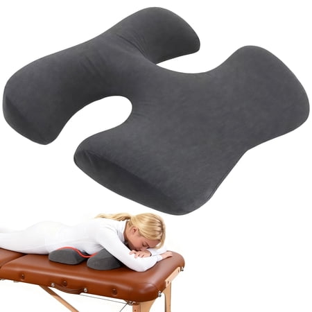 Breast Support Pillow, T-Shape Face-Down Pillow with Hollow Design, Memory Foam Filling, 17.7 x 16.9 x 3.1 in, Soft Polyester Cover & Bolster for Home & SPA Relaxation