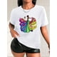 thumbnail image 1 of Camiseta con estampado de mariposas de la Reina Bailarina, manga corta, cuello redondo, informal, para verano y primavera, ropa de mujer, camiseta deportiva de ocio., 1 of 7
