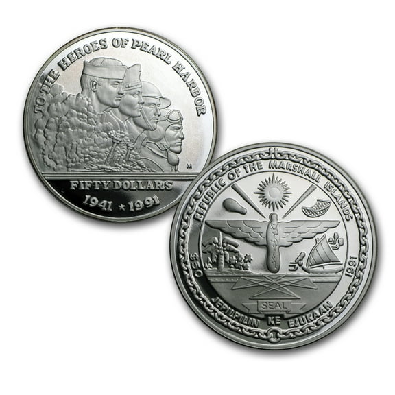 Marshall Islands $50 Silver Proof (Random Dates)