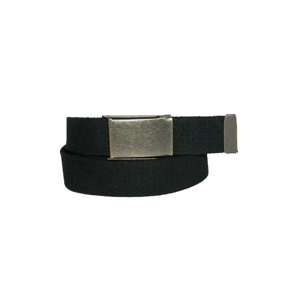 CTM - Mens Fabric Belt with Brass Flip Top Buckle, Black - Walmart.com ...