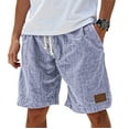 thumbnail image 2 of Dwralegc Mokaloha Mens Shorts Elastic Waist Drawstring Linen Short Pants Loose Fit Lounge Knee Length Pants Lightweight Big and Tall Linen Shorts with Pockets Purple 5XL, 2 of 3