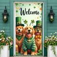 thumbnail image 5 of Green Clover St. Patrick's Day Banner Blue White Stripe Welcome Backdrop Golden Glitter Wooden Texture Background for St. Patrick's Day Party Festival Home Welcome, 5 of 9