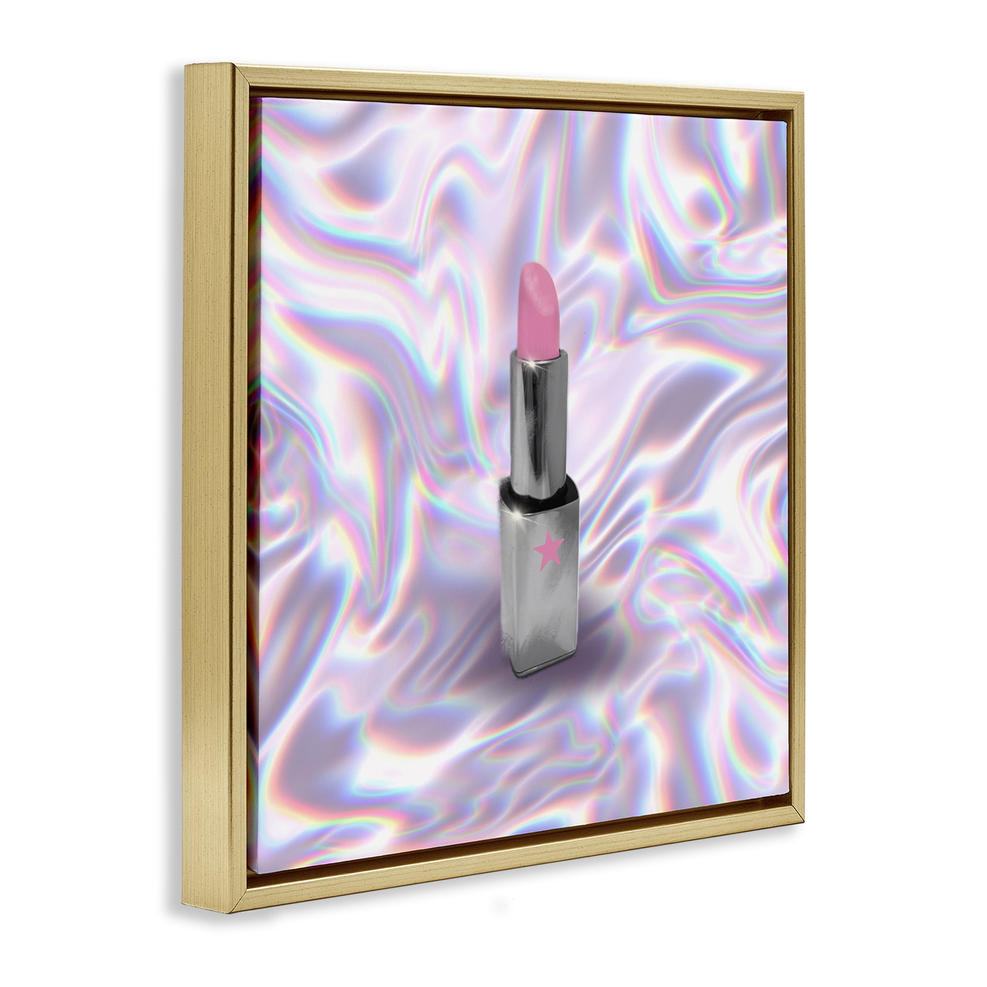Stupell Industries Iridescent Icon Lipstick Gold Framed Floater Canvas Wall Art, design by Matthew Piotrowicz