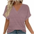thumbnail image 2 of DPTALR George Women's Summer V-neck Short-Sleeve T-Shirts,14 Colors Available: Comfortable Stylish Casual Tops,Watermelon Red,Size XXL, 2 of 6