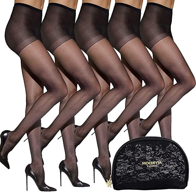 UNIFULL 5 Pack Women's Sheer Tights 20 Denier Control Top Pantyhose