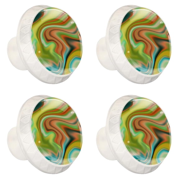 4 Pcs Abstract Texture Knobs for Kitchen Cabinet Cupboard Dresser Bookcase Drawer Pulls Handles Round Home Decor
