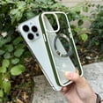 thumbnail image 3 of Compatible with iPhone 13 Pro Max Case,Hard PC Soft Matte Silicone Bumper Clear Magnetic MagSafe Wireless Charging Slim Case,Anti-Scratch Shockproof Back for iPhone 13 Pro Max(Green), 3 of 13