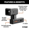 thumbnail image 2 of Curt Hitch 45794 Trailer Hitch Extension  Extends 2 Inch Receiver By 5-1/4 Inches; With 4-1/4 Inch Rise; 350 Pound Tongue Wirht Capacity; For Use With Hitch Mounted Accessories/ Not For Towing, 2 of 2