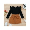 thumbnail image 3 of Toddler Baby Girl Fall Winter Clothes Solid Knit Ruffle Pullover Tops Corduroy Mini Skirts Outfits, 3 of 10