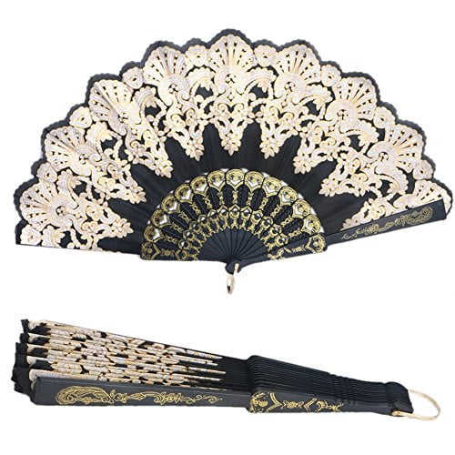 Retro Spanish Floral Fabric Foldable Lace Dancing Wedding Party Hand Fan