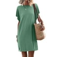 thumbnail image 2 of Aayomet For Women 2023 Womens Summer Short Sleeve T Shirt Dress Casual Slit Beach Mini Dress Tunic Top Dress,GN2 M, 2 of 3