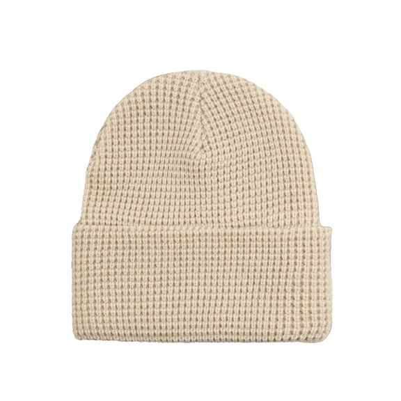 Wipya Textured Waffle Knit Beanie For Winter Thermal Warm Hat Thickened Ribbed Design Ear Covering Cold Weather Cap For Adult Men Women Beige